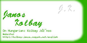 janos kolbay business card